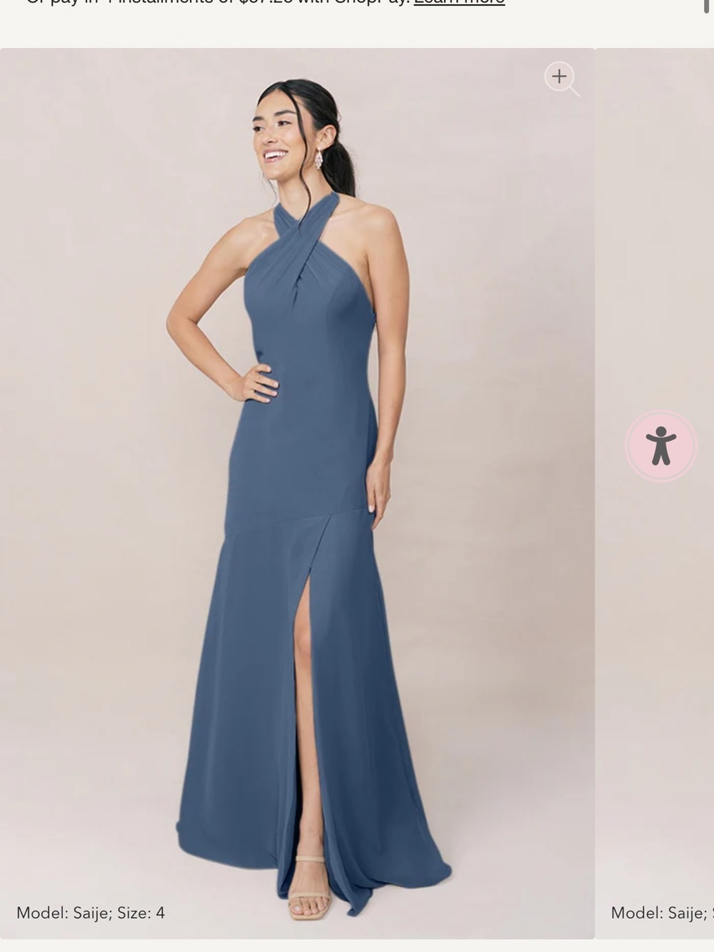 Revelry Athena Chiffon Dress in dusty blue